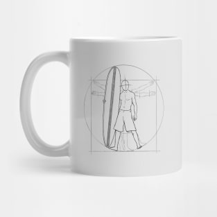 Vitruvian Man Surfer Dude With Mini-Malibu Mug